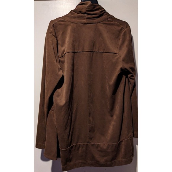 Liverpool  Women's Open Front Cardigan Sweater Brown Size Medium 8-10 Faux Suede - Picture 2 of 5